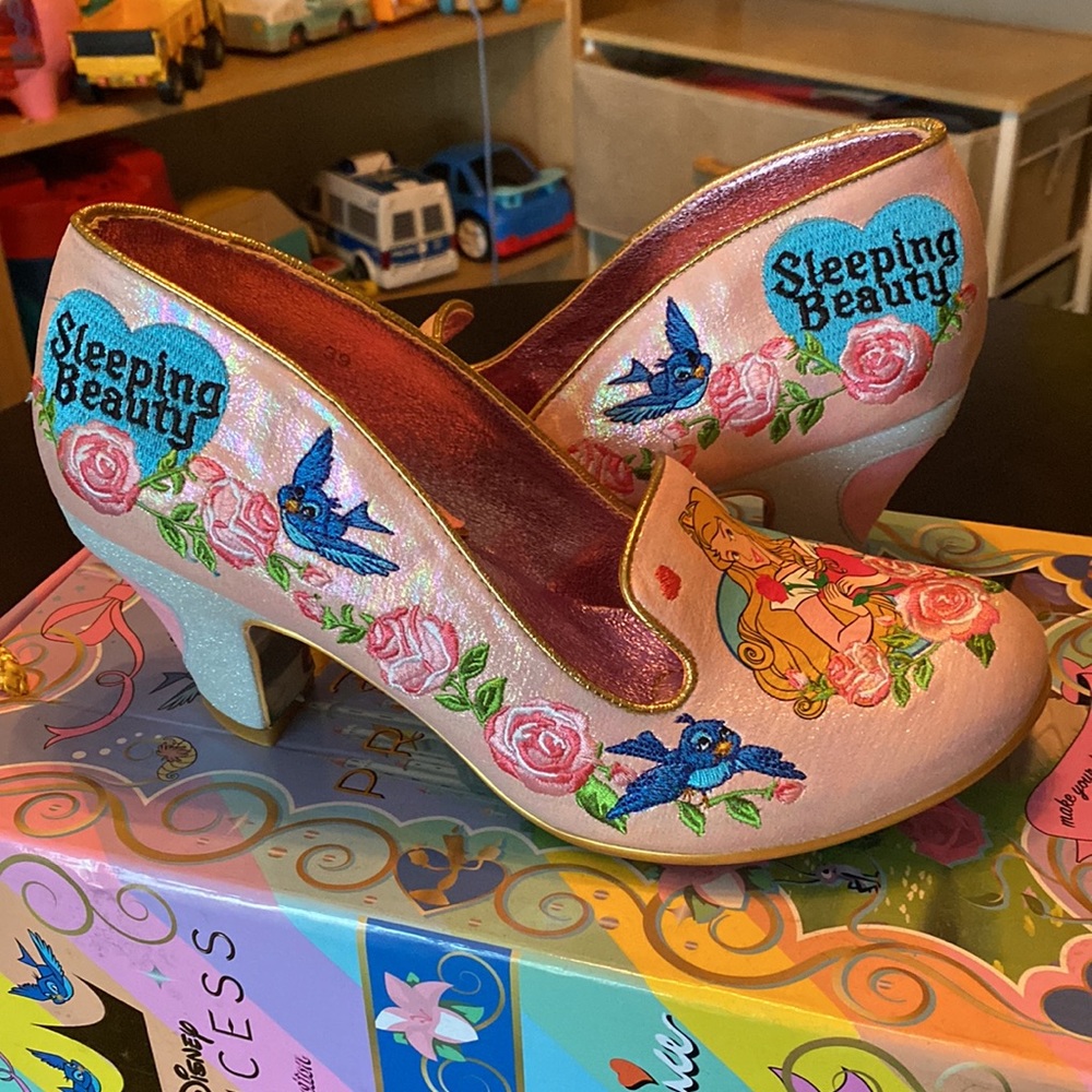 Irregular Choice Pink Embroidered Floral Bird Heels - Picture 3 of 4